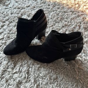 Hardly worn booties with cute buckle detail and zipper